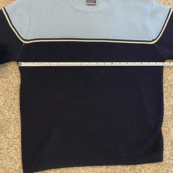 Modern Culture Women's Large Navy, Baby Blue, White Stripe Long Sleeve Tee 90s - Picture 8 of 11